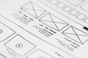 drawings of UI wireframes close up
