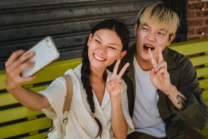 cute couple taking a selfie