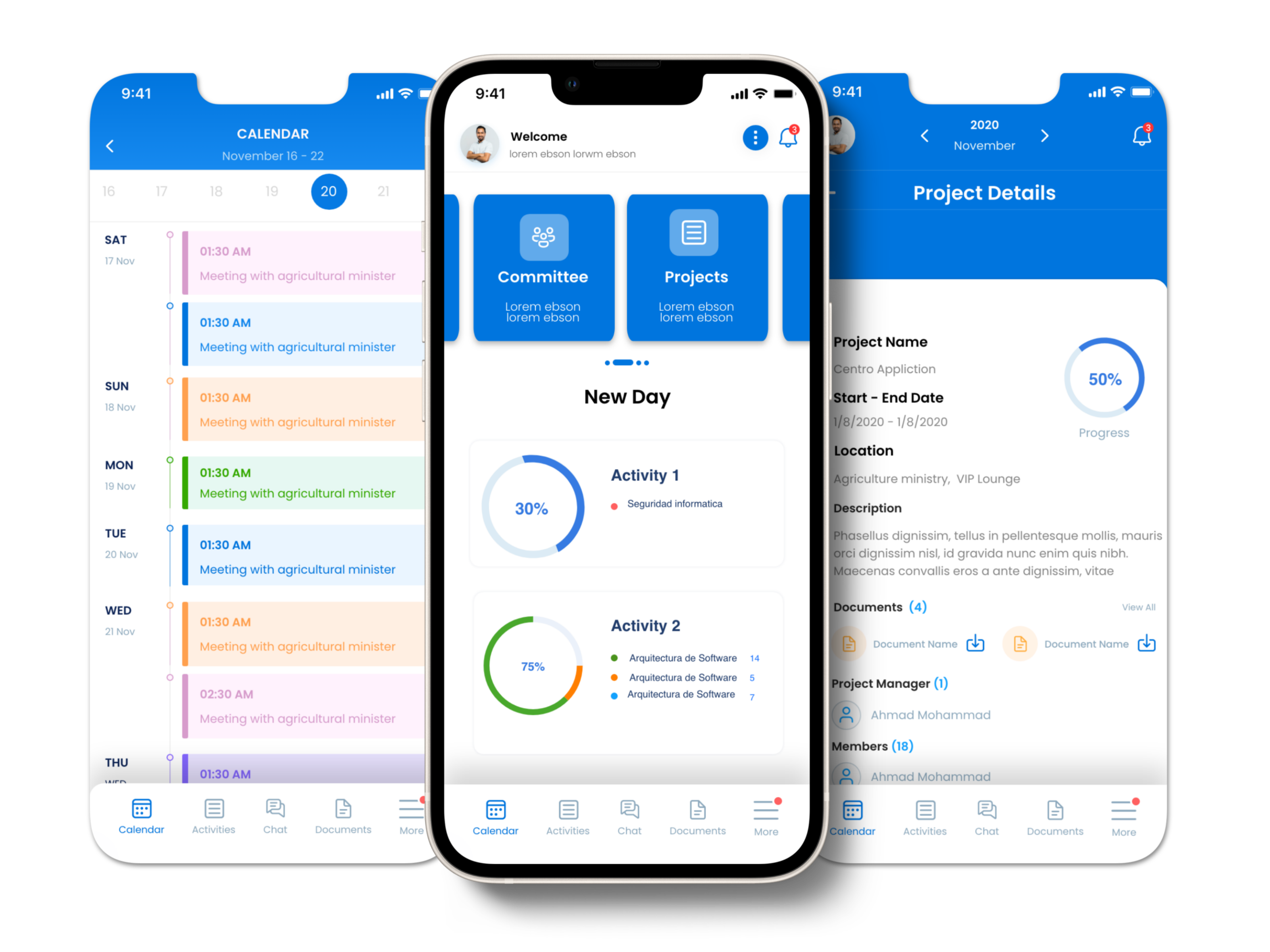 screenshots of a business productivity app by LimeTech