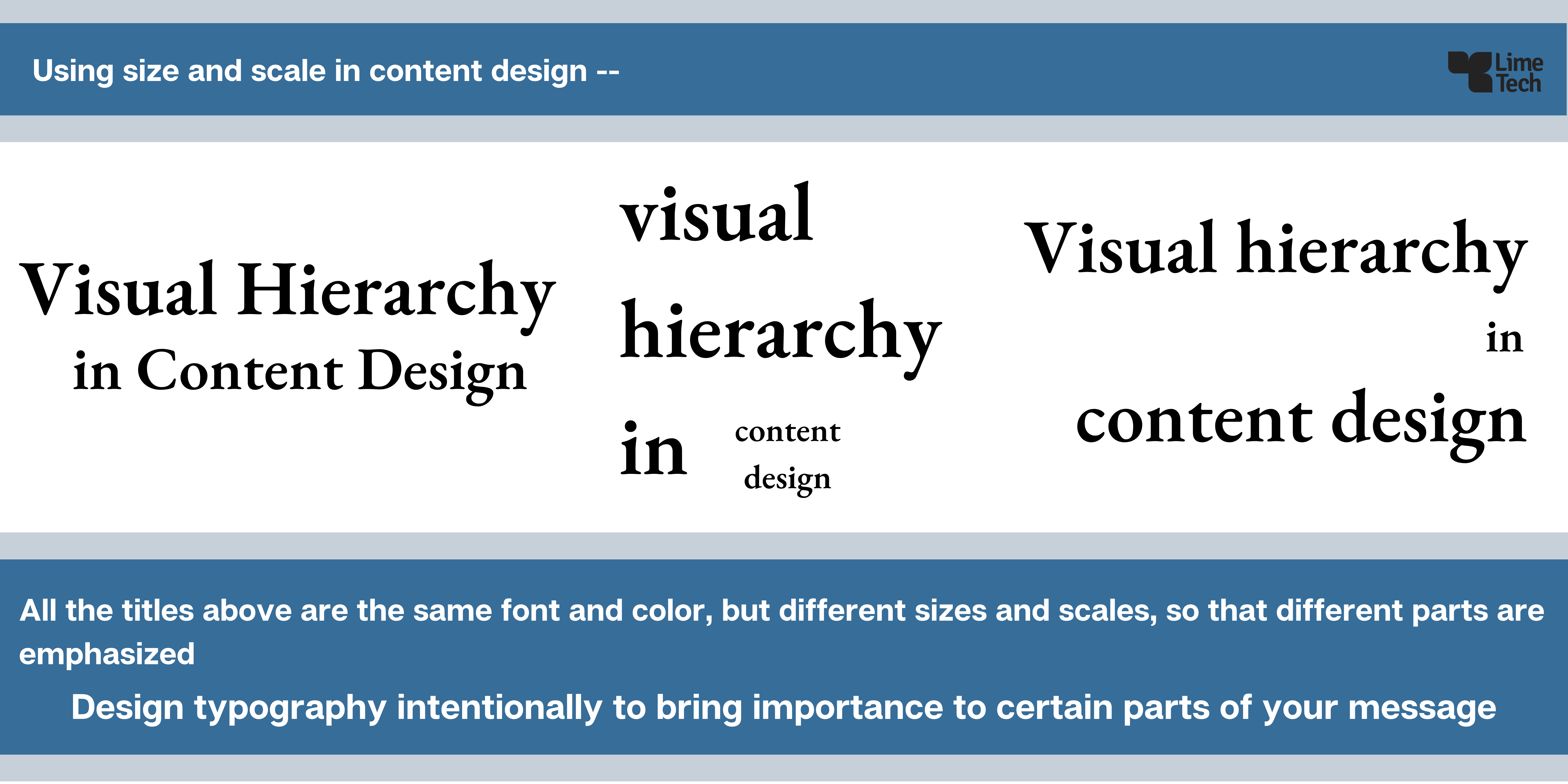 visual hierarchy in content design text examples