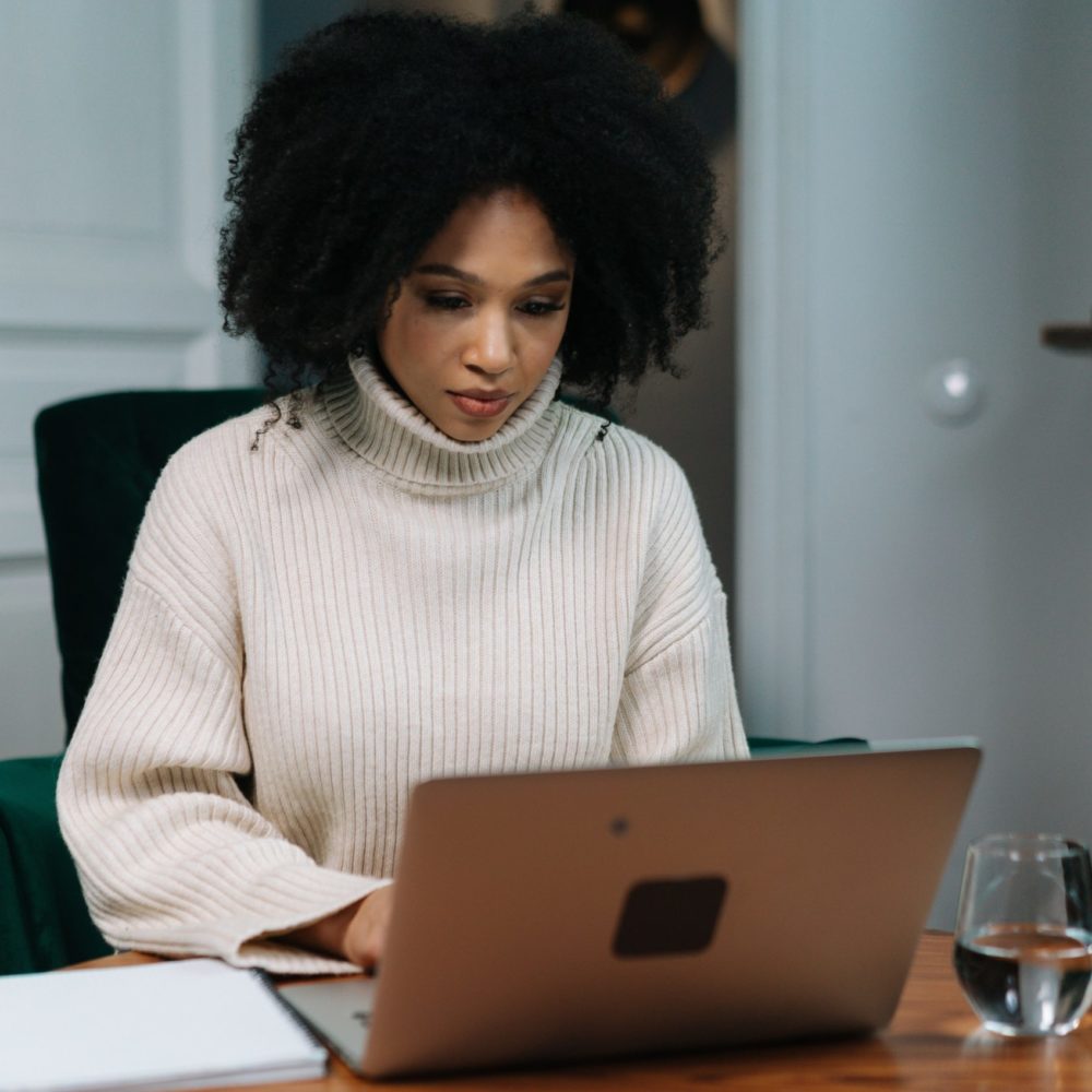 woman working at a laptop