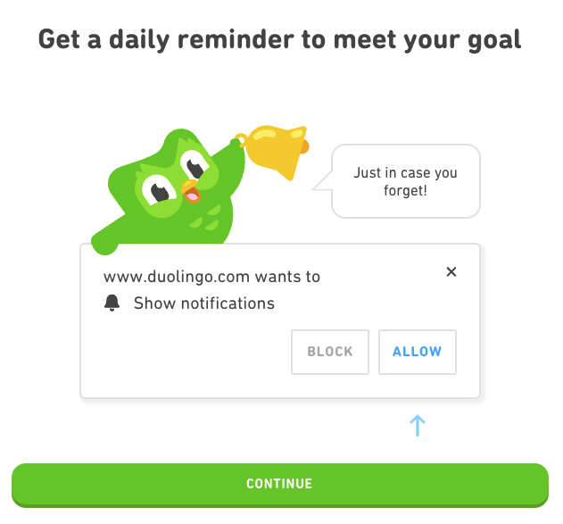 Duolingo phone app reminder screenshot