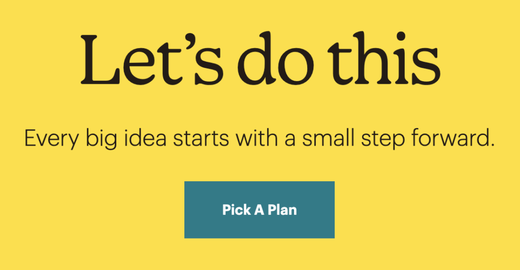 MailChimp screenshot CTA example